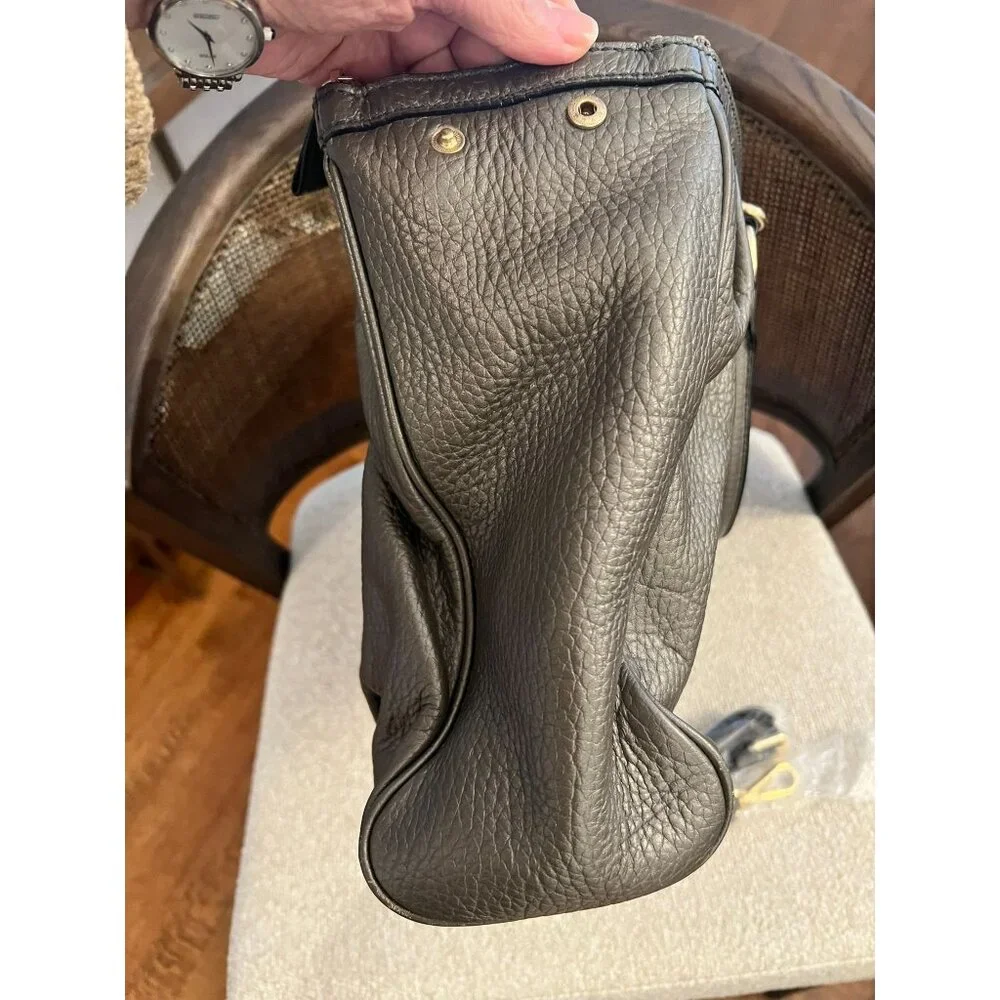MCM Pebbled Leather Gray Satchel Bag